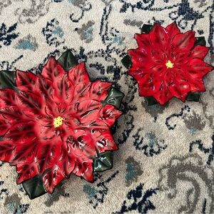 Festive Poinsettia Holiday Plates